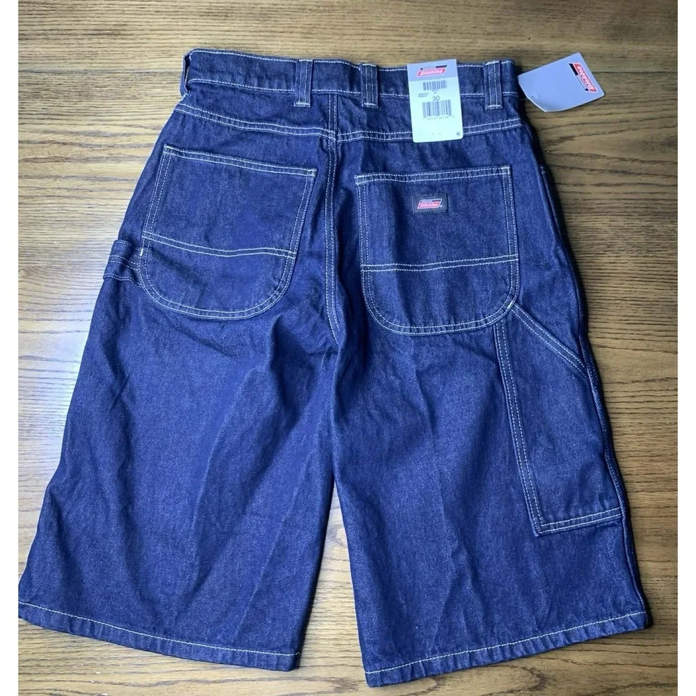 Dickies Dark Wash Denim Carpenter Shorts Relaxed Fit Baggy Streetwear Jean